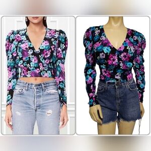 AFRM X Nordstrom Electric Garden Short Cropped Top Size XS NWT